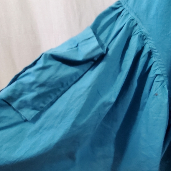 Only Neccessities Vintage Summer Dress Blue with Pockets Ruffle Bottom - Picture 7 of 9